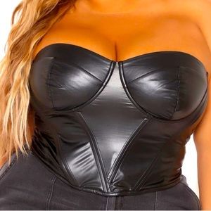 Plus Size Faux Leather Corset Top